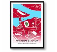 GroundDesigns MIDDLESBROUGH FC Football Gift RIVERSIDE STADIUM Art Map A3 Print BORO