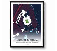GroundDesigns NEW ENGLAND PATRIOTS American Football Gift GILLETTE STADIUM Art Map Unframed A3 Print NFL