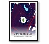GroundDesigns NEW YORK GIANTS JETS American Football Gift METLIFE STADIUM Art Map Unframed A3 Print NFL