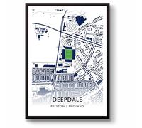GroundDesigns PRESTON NORTH END Football Gift DEEPDALE Stadium Art Map A3 Print PNE