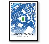 GroundDesigns READING FC Football Gift Select Car Leasing MADEJSKI STADIUM Art Map Unframed A3 Print RFC