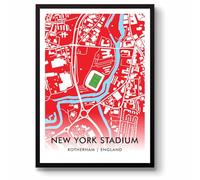 GroundDesigns ROTHERHAM UNITED Football Gift NEW YORK STADIUM Art Map Unframed A3 Print RUFC