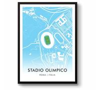 GroundDesigns S.S. LAZIO Football Gift STADIO OLIMPICO Rome Italia 90 Stadium Art Map Unframed A3 Print