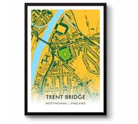 GroundDesigns TRENT BRIDGE CRICKET GROUND Nottingham Test Match Gift Stadium Art Map Unframed A3 Print NOTTS CCC