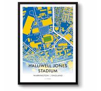 GroundDesigns WARRINGTON WOLVES Rugby League Gift HALLIWELL JONES STADIUM Art Map Unframed A3 Print WIRE
