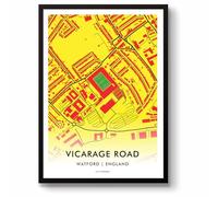 GroundDesigns WATFORD FC Football Gift VICARAGE ROAD Stadium Art Map Unframed A3 Print WFC