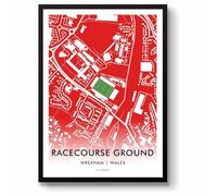 GroundDesigns WREXHAM AFC Football Gift RACECOURSE GROUND Stadium Art Map Unframed A3 Print