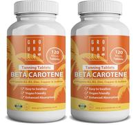 Grounded Beta Carotene Tanning Tablets | 120 Tablets, 4 Month Supply | with Zinc, Vitamin A, B2, B3, Copper & Iodine | High Strength Antioxidant Support | Vegan-Friendly & Made in the UK (Pack of 2)
