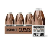 GROUNDED Dairy Free Chocolate Protein Milkshakes 12 x 490ml, 20g Plant Protein Per Bottle, Ready to Drink, Natural Ingredients, Gluten Free, Nutritious Meal Replacement, Made With Cocoa