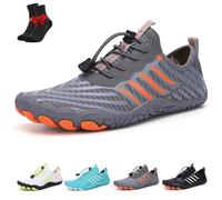 Grounded Footwear for Women Men Hike Barefoot Shoes,Grounding Shoes with Copper,Wide Toe Box Water Shoes(Grey,6.5 UK)