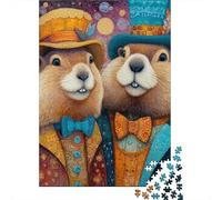 Groundhog 1000 Pc Eco-Friendly Paper Top Hat Marmots Puzzle Adult Hobbyists Portable Mind Decompression Hours Entertainment 52x38cm/1000pcs