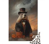 Groundhog 1000 Pc Jigsaw Gentleman Hog Portrait Puzzle Stressful Workers Anxiety Relief Home Wall Art Cognitive Training 38x26cm/1000pcs