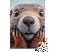 Groundhog 1000 Pieces Jigsaw Marmot Shy Face Puzzle Stressful Workers Anxiety Relief Cognitive Training Home Leisure 38x26cm/1000pcs