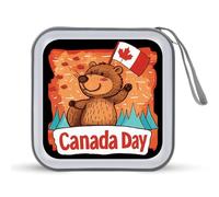 Groundhog and Canada Day Funny CD Case 40 Capacity DVD Holder Portable Storage Disc Binder Wallet for Car Home Travel