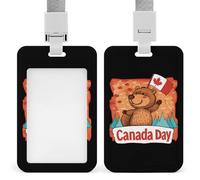 Groundhog and Canada Day Funny ID Badge Holder with Detachable Neck Lanyards Vertical Card for Offices Men Women