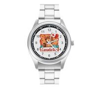 Groundhog and Canada Day Personalized Quartz Watch Stainless Steel Wrist Watches with Arabic Numerals for Men Women