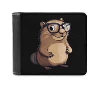 Groundhog in Nerd Glasses Bifold Wallet PU Leather Pocket Wallet Slim Purse for Women Men Gifts