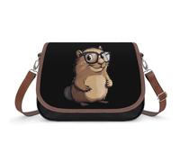 Groundhog in Nerd Glasses Crossbody Bags for Women Leather Tote Bag Travel Purse Shoulder Bag for Work Shopping