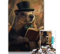 Groundhog Reading A Book Jigsaw Puzzles for Adults 1000 Jigsaws,Family Game Stress Reliever Difficult Challenge Secret Santa Gifts 38x26cm