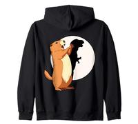 Groundhog Shadow Dinosaur Funny Puppet Happy Groundhog Day Zip Hoodie