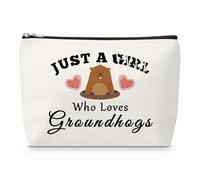 Groundhogs Gift for Women Makeup Bag Groundhog Lover Gifts for Girls Animal Lover Theme Cosmetic Bag Groundhogs Themed Gifts Christmas Birthday Gift for Daughter Sister Bestie Friend Travel Pouch