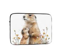 Groundhogs Marmots Flowers Pattern Laptop Sleeve 17 Inch Shockproof Protective Notebook Case Travel Laptop Bag for Men Women