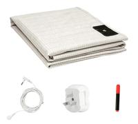 Grounding Bed Sheet with Voltage Tester Earthing Flat Sheet with 90% Cotton & 10% Silver Fiber Natural Wellness And Healthy Earth Energy Mat, UK Plug, 70X200 cm