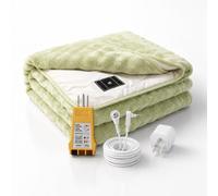 Grounding Blanket Double-Sided 10% Silver Fiber & Flannel Earth Connected Throw with Outlet Tester,Adapter,Cord (50"x60",Lime Green)