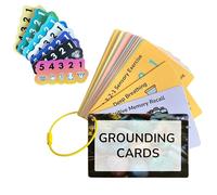 Grounding Cards & Anxiety Stickers Set, Therapy Games for Teens & Adults, 23 Coping Skills for Stress Relief with Explanations, Mindfulness Tools for Trauma, PTSD, BPD | Mental Health Self Care Gift