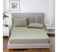 Grounding Fitted Sheet King Size, Grounding Sheet Conductive Sheet with Silver Fiber Therapy for Better Sleep Reduce Stress Pain (Olive green, King(153 x 203 x 38 cm))