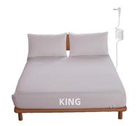 Grounding Fitted Sheet with 15 feet Grounding Cord, King Size, 5% Silver Fiber & 95% Cotton Fiber, Conductive Earthing Bed Sheet for Better Sleep EMF Protection