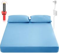 Grounding Fitted Sheets 10% Pure Silver Fiber+90% Cotton, Grounded Sheet Earth Sheets Bedding for Ground Your Body Gain More Energy, Grounding Cord Included (Blue, King)