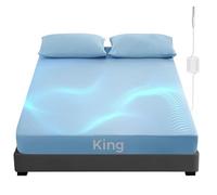 Grounding Fitted Sheets, Earthing Sheets, 95% Organic Cotton+ 5% Pure Silver Fiber, Grounded Sheets with Grounding Cord, Conductive Earthing Bed Sheet Grounding Cover for Better Sleep (Blue, King)