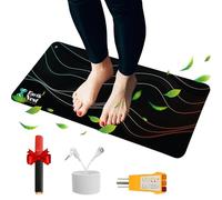 Grounding Mat for Feet 29 x 12.5 Inches with 15 Feet Cord - Grounding Mat to Reduce Stress, Boost Energy & Wellness - Includes Grounding Tester, Cable Cord, Mat Tester & Storage Box (Printed Texture)