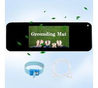 Grounding Mat Kit -Universal Earthing Mat (10 x 26.7") for Healthy Earthing Energy with Grounding Wristband and 15ft Straight Cords, Reduce Inflammation, Improve Sleep and Helps with Anxiety