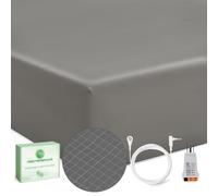 Grounding Sheets King 20% Silver Fiber 80% Organic Cotton with Outlet Tester and Test Pen, Grounded Bed Sheet Kit Earth Connected Bedding(Gray, King)