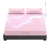 Grounding Sheets King Size, Earthing Fitted Sheets, 95% Cotton 5% Pure Silver Fiber, Grounded Sheets with Grounding Cord, Conductive Earthing Bed Sheet Grounding Cover for Better Sleep (Pink, King)