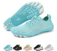 Grounding Shoes with Copper for Men Women, Waterproof Non-Slip Barefoot Hiking & Outdoor Shoes, Quick-Dry, Wide Toe, Orthopedic Comfort for Travel, Beach, & Trail Running (H01-Peacock Blue,8.5)