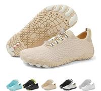 Grounding Shoes with Copper for Men Women, Waterproof Non-Slip Barefoot Hiking & Outdoor Shoes, Quick-Dry, Wide Toe, Orthopedic Comfort for Travel, Beach, & Trail Running (H01-Apricot,7.5)