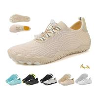 Grounding Shoes with Copper Hike Barefoot Shoes for Women Men Outdoor Soft Comfortable Wide Toe Box Minimalist Zero Drop Non-Slip Ultra-Light Trail Running Beach Water Shoe(Beige,EU 39)