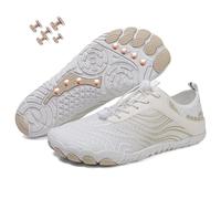Grounding Shoes with Copper, New Waterproof Non-Slip Comfort Hike Shoe, Copper Grounded Barefoot Footwear Womens Mens (H02White Apricot, Adult, Women, 6, Numeric, UK Footwear Size System, Medium)
