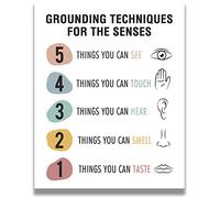 Grounding Techniques for the Senses - Wall Decor for Therapy Office - Mindfulness Wall Decor - Counseling Office - Mental Health Wall Art - School Psychologist, Therapist - 16x20 unframed poster