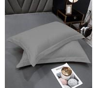 Groundlevel 100% Egyptian Cotton 400 Thread Count Silver Oxford Pillowcase Set