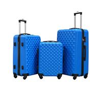 Groundlevel 3 Piece ABS 4 Wheel Diamond Luggage Set Durable Blue
