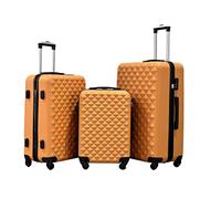 groundlevel 3 Piece ABS 4 Wheel Diamond Luggage Set (Orange)