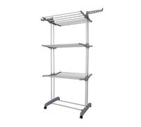Groundlevel 3 Tier Foldable Clothes Airer; Indoor Outdoor Clothes Rack on Wheels in White Groundlevel White