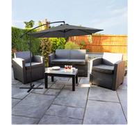 3m Outdoor Cantilever Banana Garden Parasol - Grey