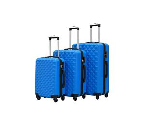 Groundlevel 3pc ABS 4 Wheel Diamond Luggage Set - Blue
