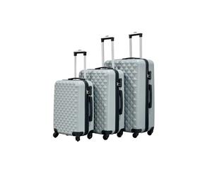 Groundlevel 3pc ABS 4 Wheel Diamond Luggage Set - Grey