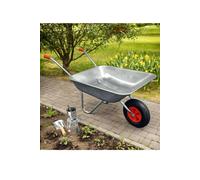 Groundlevel 65L Steel Garden Wheelbarrow in Silver Groundlevel Silver